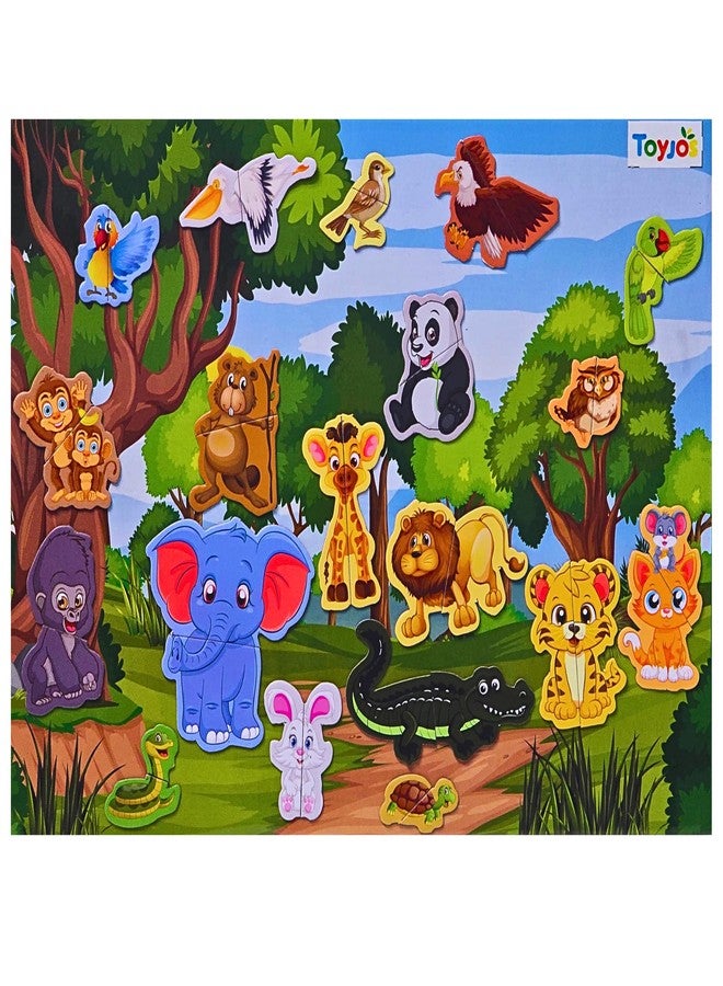 TOYJOS Wooden Magnetic Wild Animal Puzzle for Kids | 50+ Pieces Strong Magnetic Jigsaw with Wooden Board | Educational Learning Toy for Boys-Girls (Multicolor, Ages 2-7 Years) - Image 1